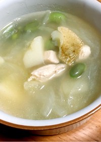 鶏肉と野菜の白湯風スープ