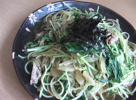 シャキ~ぃん☆水菜と豚肉のあっさりパスタ