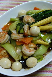 海老とチンゲン菜他の中華風うま煮