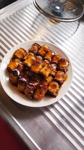 チーズちくわの照り焼き。・:+°