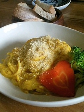 豆腐でカボチャのクリームパスタ☆