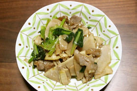 筍と小松菜のオイスターソース炒め