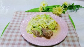 柚子胡椒焼き鶏肉の春キャベ蒸し♪