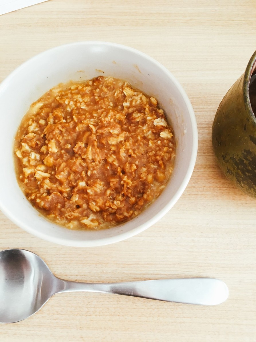 簡単レンジ朝食/カレーオートミールの画像