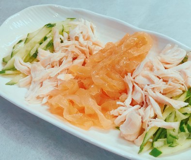 クラゲときゅうり、ササミの中華風酢の物の写真