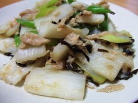 長芋の塩昆布炒め