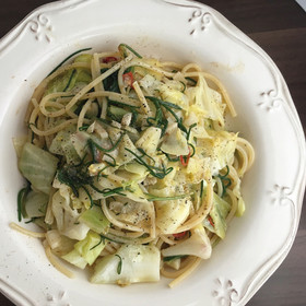 おかひじきとキャベツのパスタ