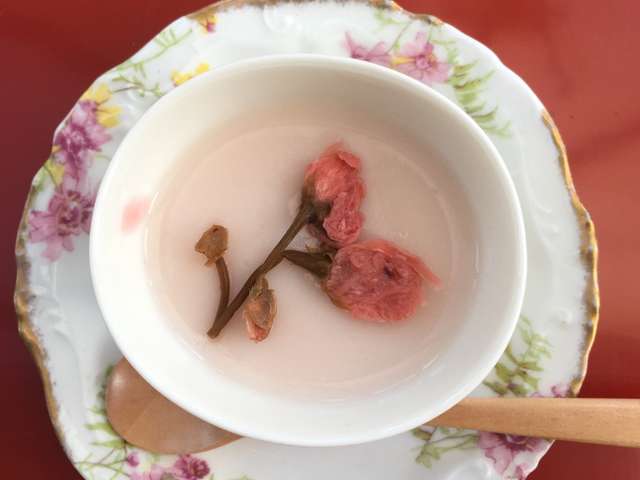 桜風味のお茶で桜杏仁豆腐 レシピ 作り方 By ラマンマディラーラ クックパッド
