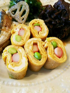 カニかまと枝豆の玉子焼き