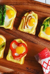 ミニドテマヨトースト☆うずら卵と焼き野菜