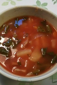野菜ジュースでスープ