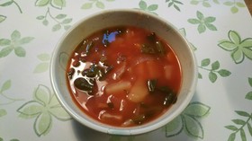 野菜ジュースでスープ