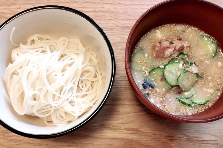 つわり中にもってこい 鯖缶の冷汁そうめん レシピ 作り方 By Mama 12 クックパッド