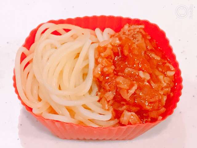 お弁当に レンジで簡単ミートソースパスタ By クックまいななパパ