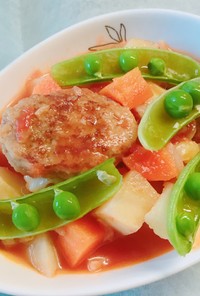 簡単！春野菜と冷凍ハンバーグトマトスープ