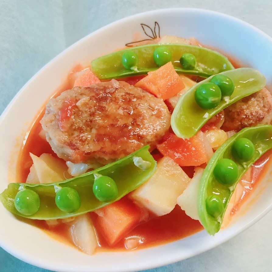 簡単！春野菜と冷凍ハンバーグトマトスープの画像