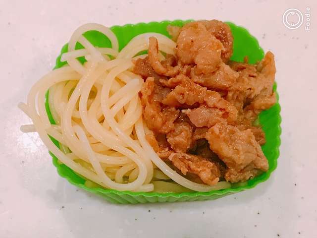 お弁当に レンジで簡単 豚焼肉パスタ By クックまいななパパ