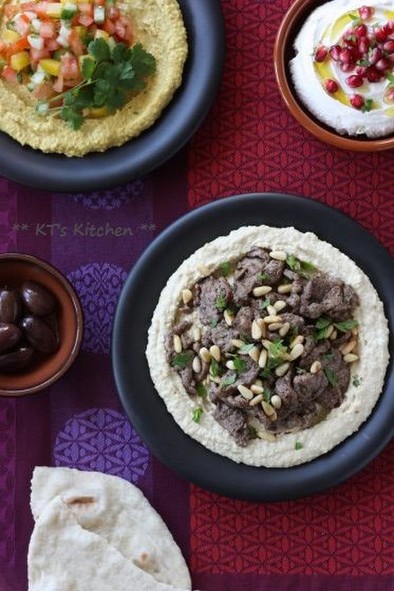 中東料理☆ラム肉のスパイス焼きフムスの写真