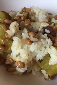 納豆とサツマイモのマスタードご飯