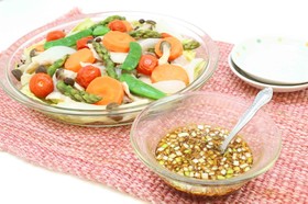 香味うまダレで食べる♪春の蒸し野菜