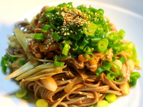 ゴボウ納豆ネギ蕎麦