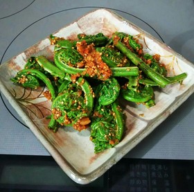 コゴミの梅胡麻和え