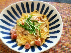 トロロ長芋カルボナーラ風パスタ