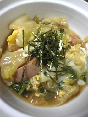 簡単♪白菜&ウィンナーの卵とじ鍋^−^♪