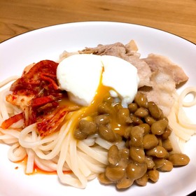 豚キム納豆で☆パワーうどん!