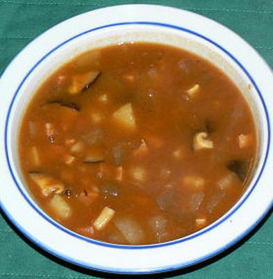 角切り野菜のトマト風味カレースープの写真