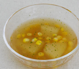 冬瓜ととうもろこしの冷製スープの画像