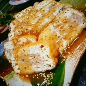 厚揚げで「鶏挽肉ミートローフ」