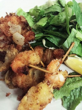 えびと玉ねぎの串揚げ