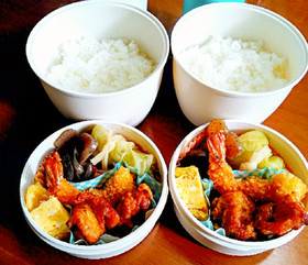 中学男子弁当(4)から揚げ&エビフライ
