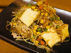 簡単1品!厚揚げと豚肉の彩り野菜あん