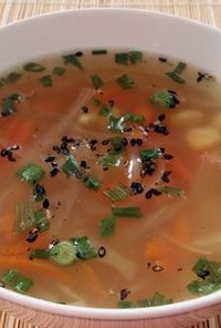 あっさり中華風のコーン入り野菜スープ