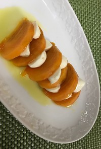 太秋柿とモッツァレラチーズのカプレーゼ