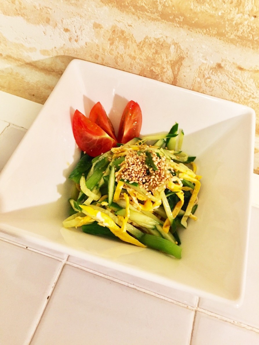 小松菜シャキシャキきゅうりと卵中華サラダの画像