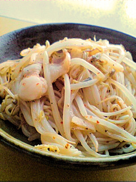 ねぎと生姜が香ばしい♪素麺チャンプルー