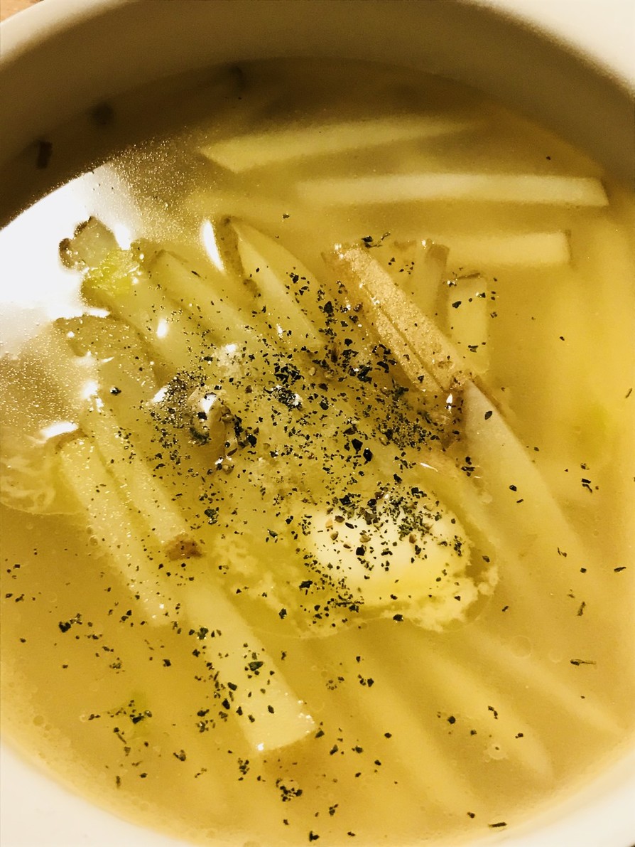 バターしょう油味☆細切りじゃがいもスープの画像