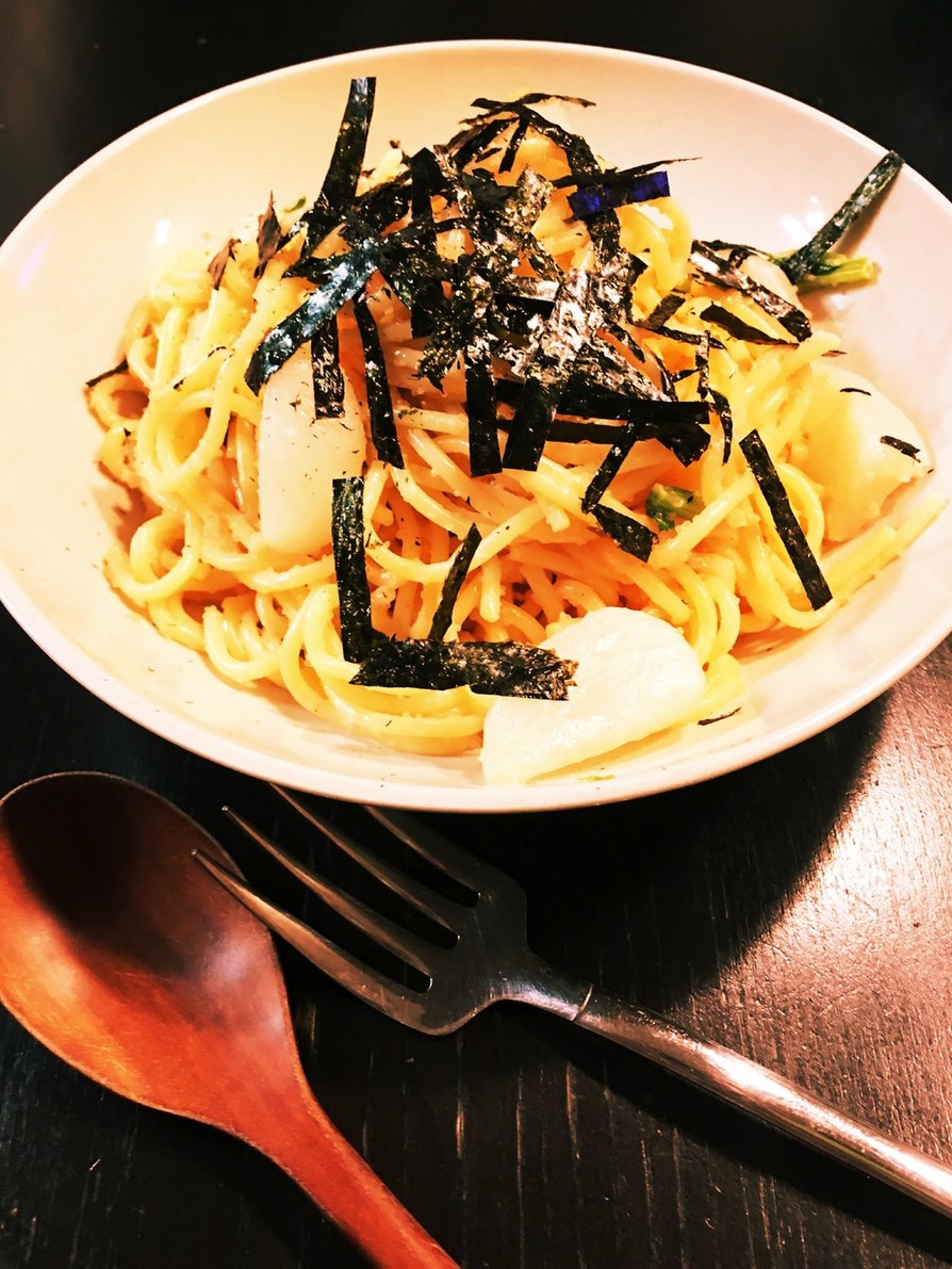 簡単レシピ☆カブとタラコのパスタの画像