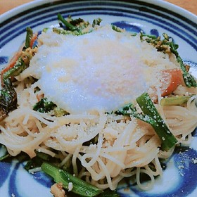 あぶら菜(菜の花)の素麺チャンプルー