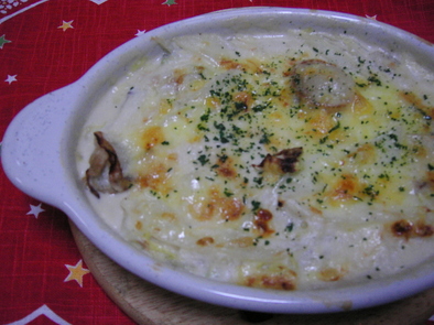 ホタテと白菜のクリームチーズ焼きの写真