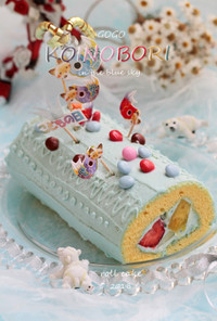 GOGO鯉のぼりの空色ロールケーキ