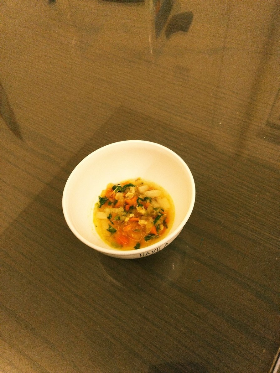 野菜と鮭のあんかけスープ【離乳食中期】の画像