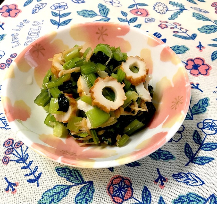 レンジで簡単！！小松菜なめ茸ちくわ和えの画像