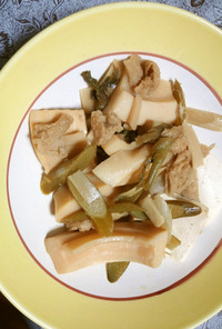 山独活とタケノコとかずら豆腐の煮物