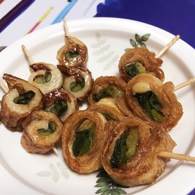 ちくわと油揚のくるくる巻き