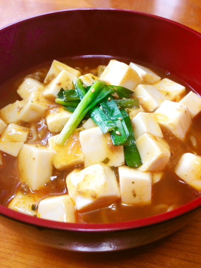 インスタントラーメン+麻婆豆腐=麻婆麺の写真
