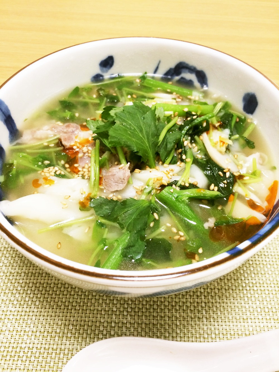 青菜たっぷり♬ひらひらワンタン風スープの画像